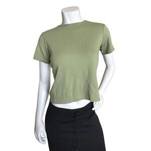 Charter Club Green Pima Cotton Short Sleeve Tee Shirt Women’s Size S